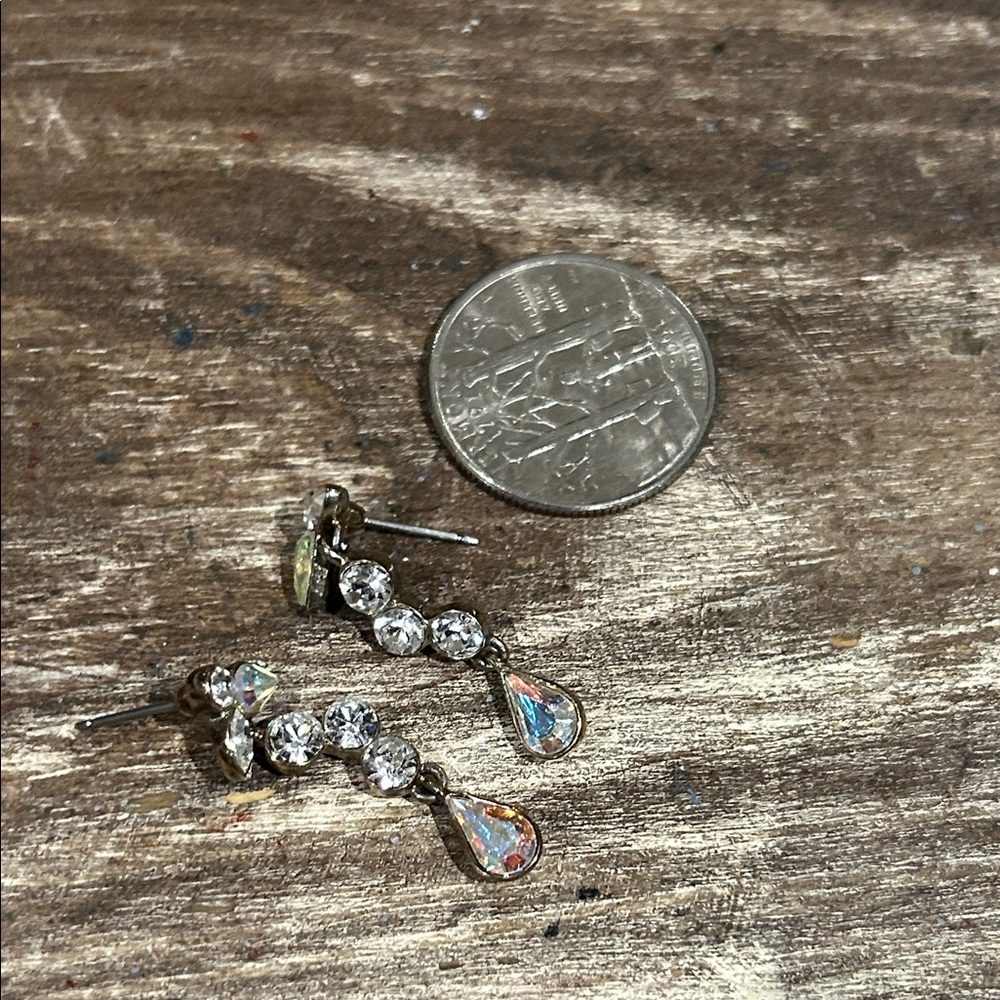 Gold and Silver Crystal Earrings - Picture 2 of 4